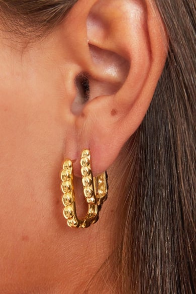 Boucles d'oreilles rectangles avec bulles Argenté Acier inoxydable h5 Image3